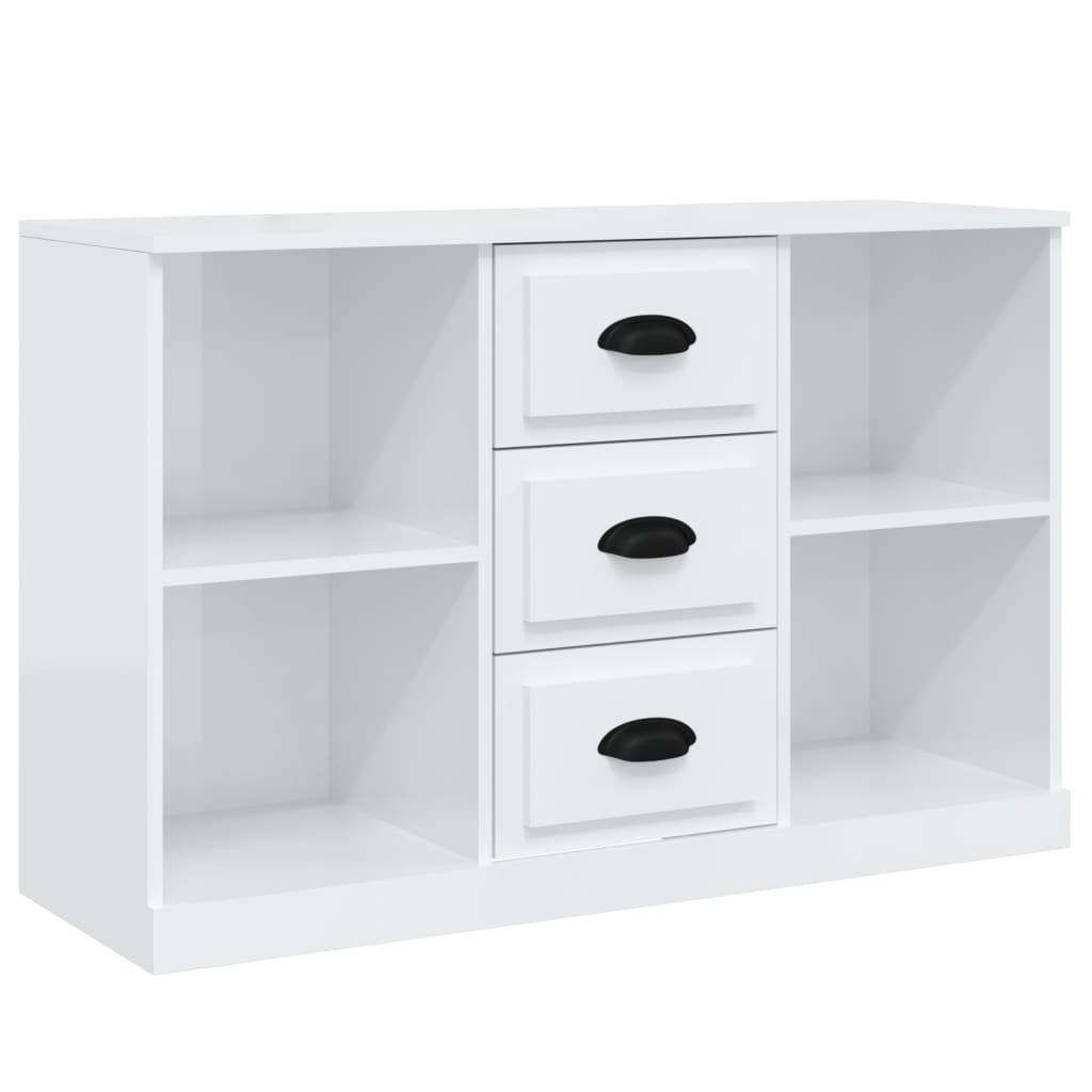 vidaXL Aparadores 3 uds madera contrachapada blanco brillo