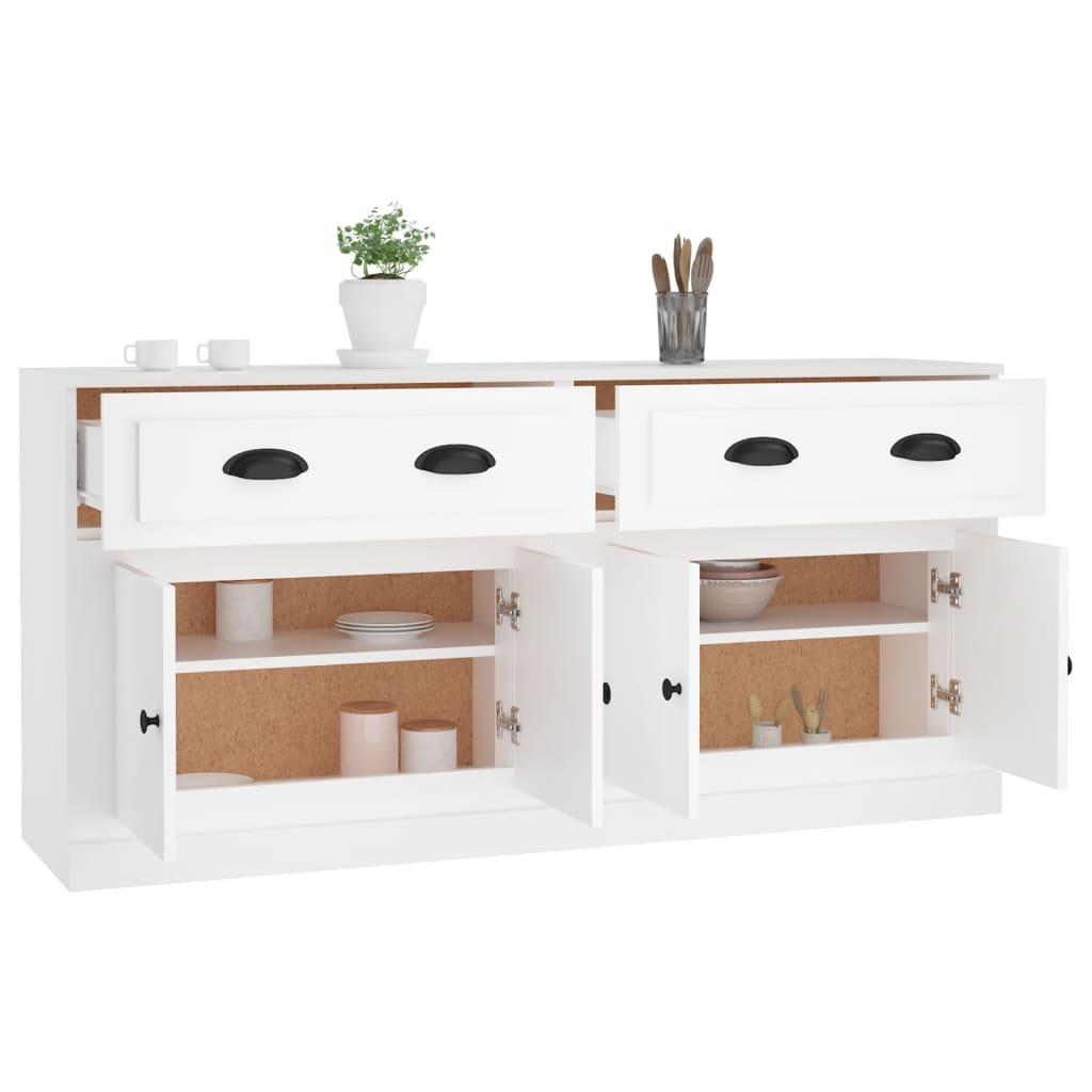 vidaXL Aparadores 2 piezas madera contrachapada blanco