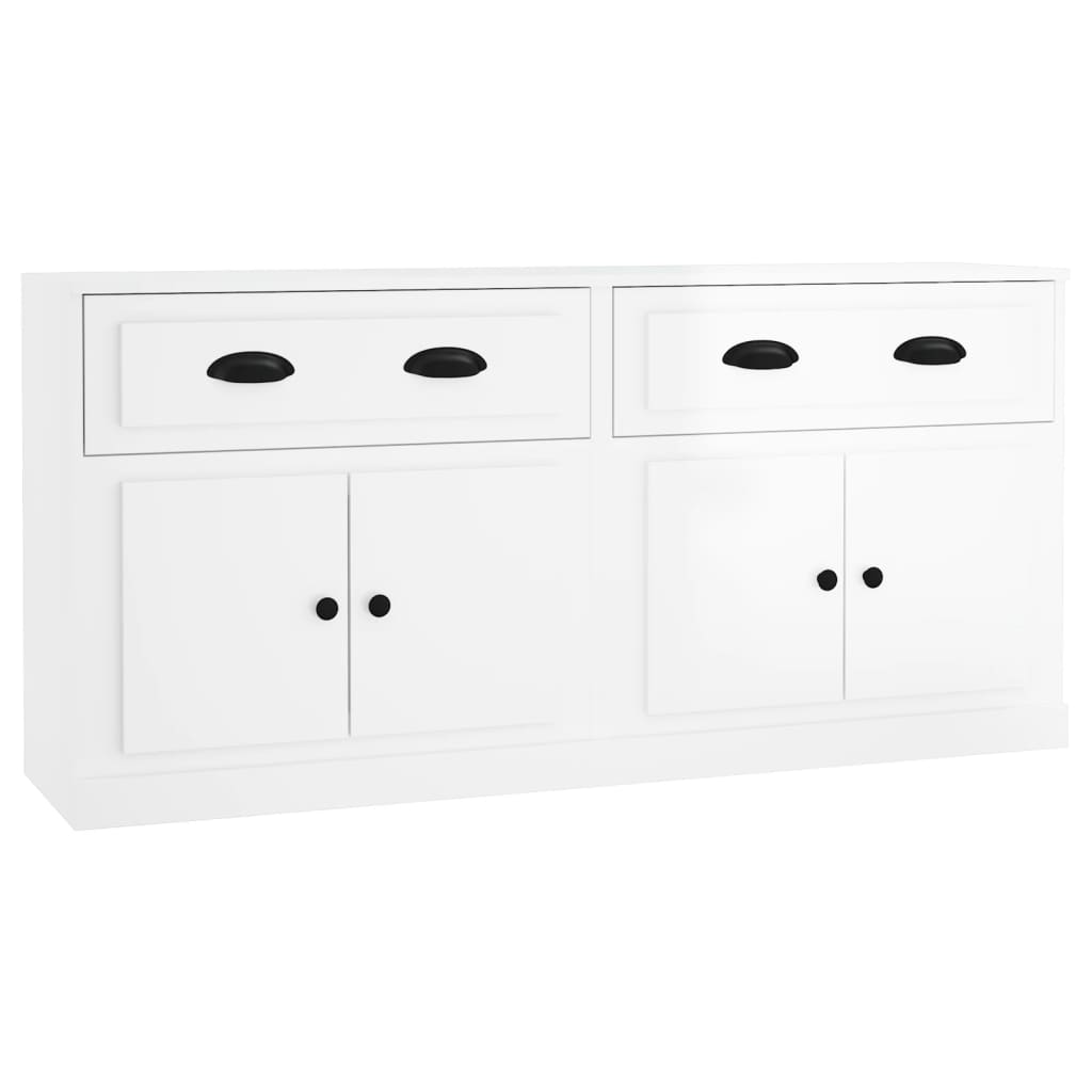 vidaXL Aparadores 2 uds madera contrachapada blanco brillo