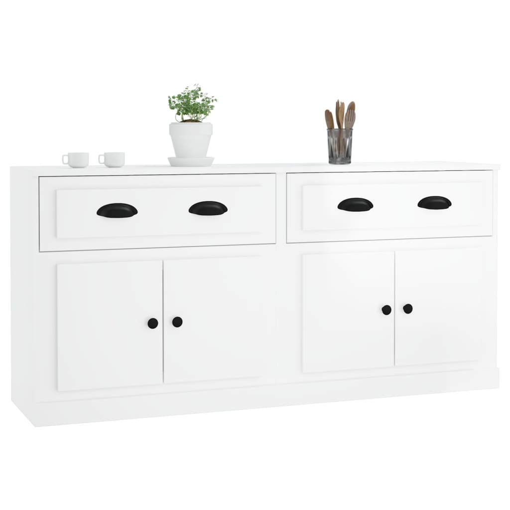 vidaXL Aparadores 2 uds madera contrachapada blanco brillo