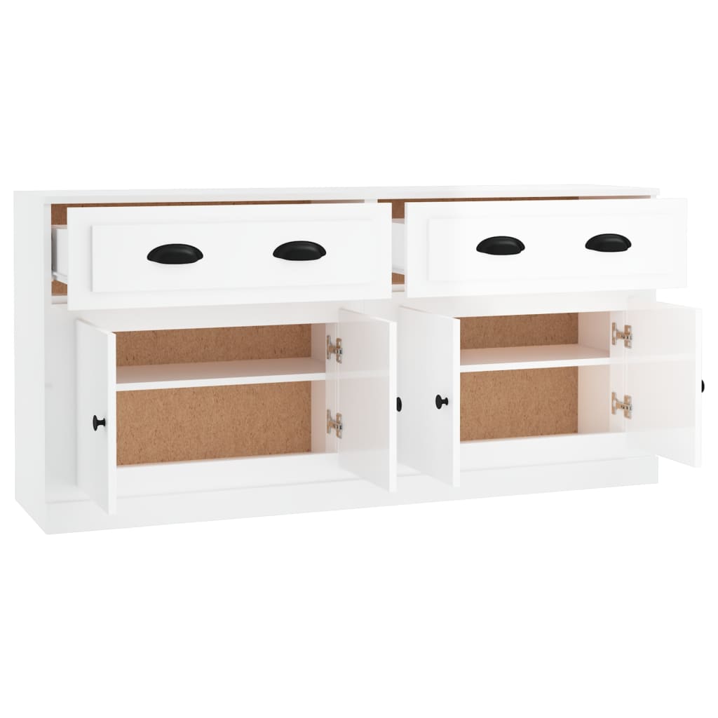 vidaXL Aparadores 2 uds madera contrachapada blanco brillo