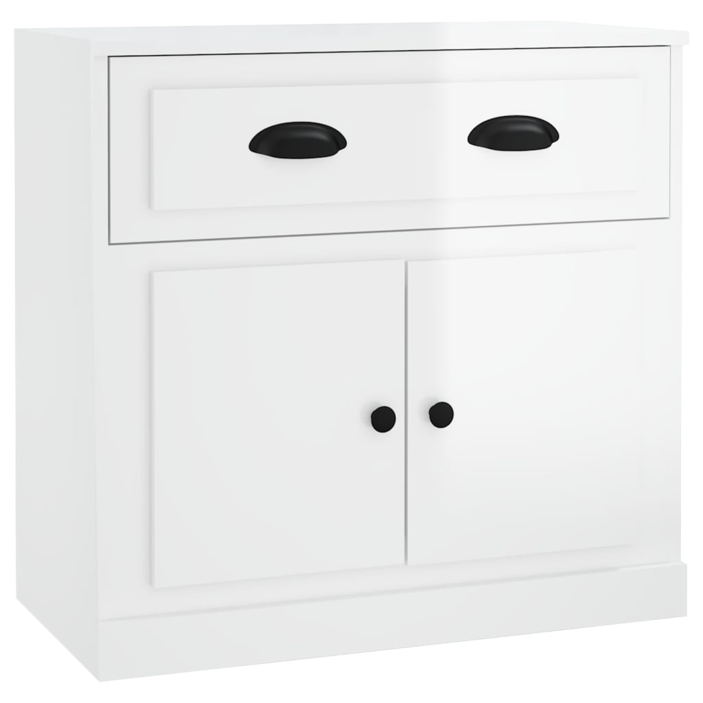 vidaXL Aparadores 2 uds madera contrachapada blanco brillo