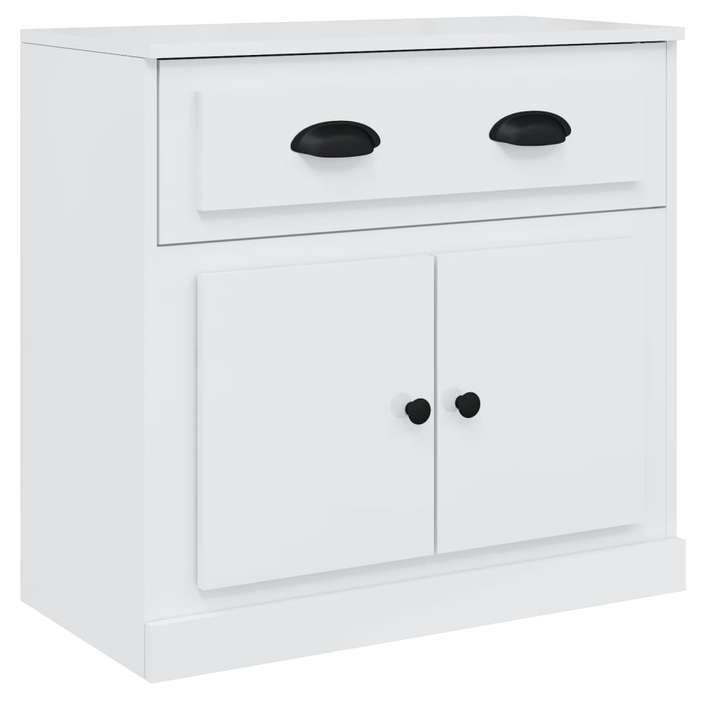 vidaXL Aparadores 3 uds madera contrachapada blanco brillo