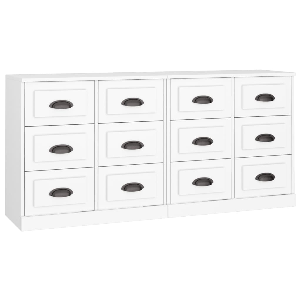 vidaXL Aparadores 2 piezas madera contrachapada blanco