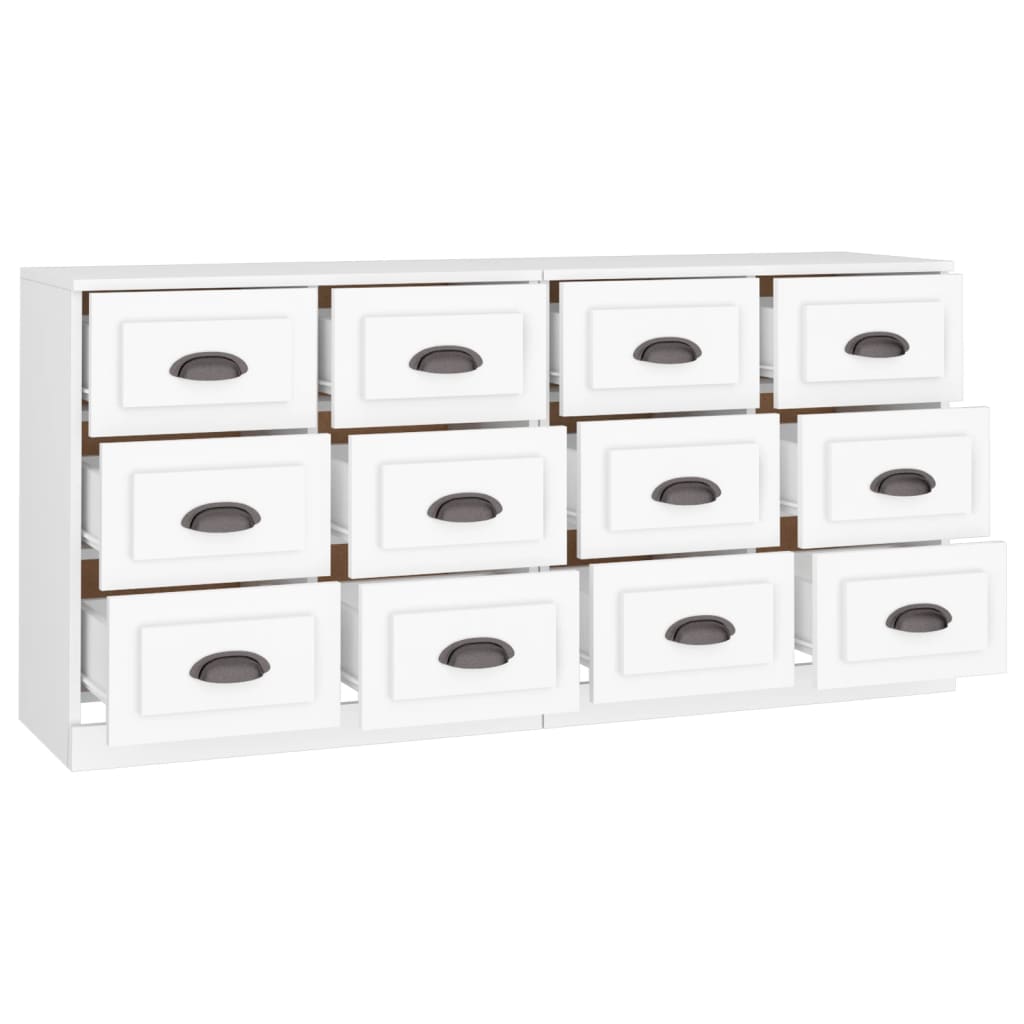 vidaXL Aparadores 2 piezas madera contrachapada blanco