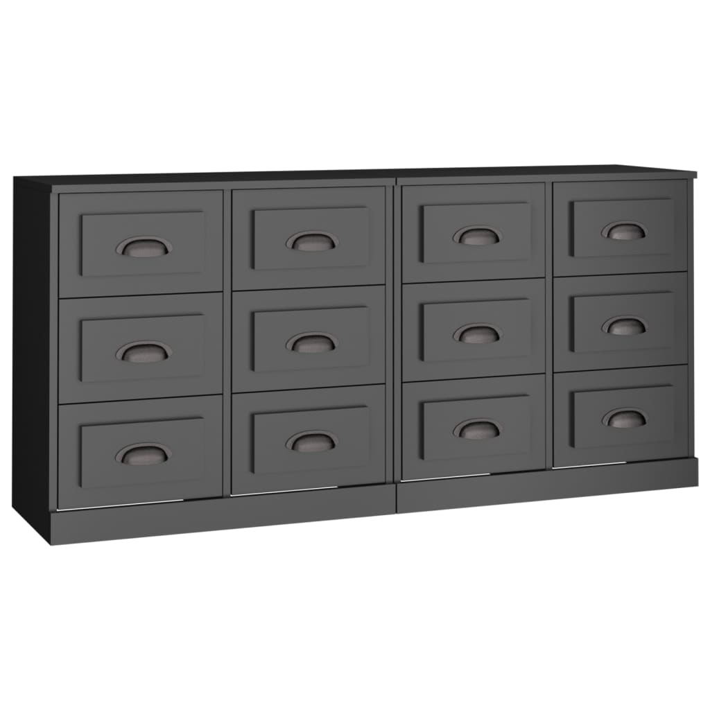 vidaXL Aparadores 2 uds madera contrachapada negro