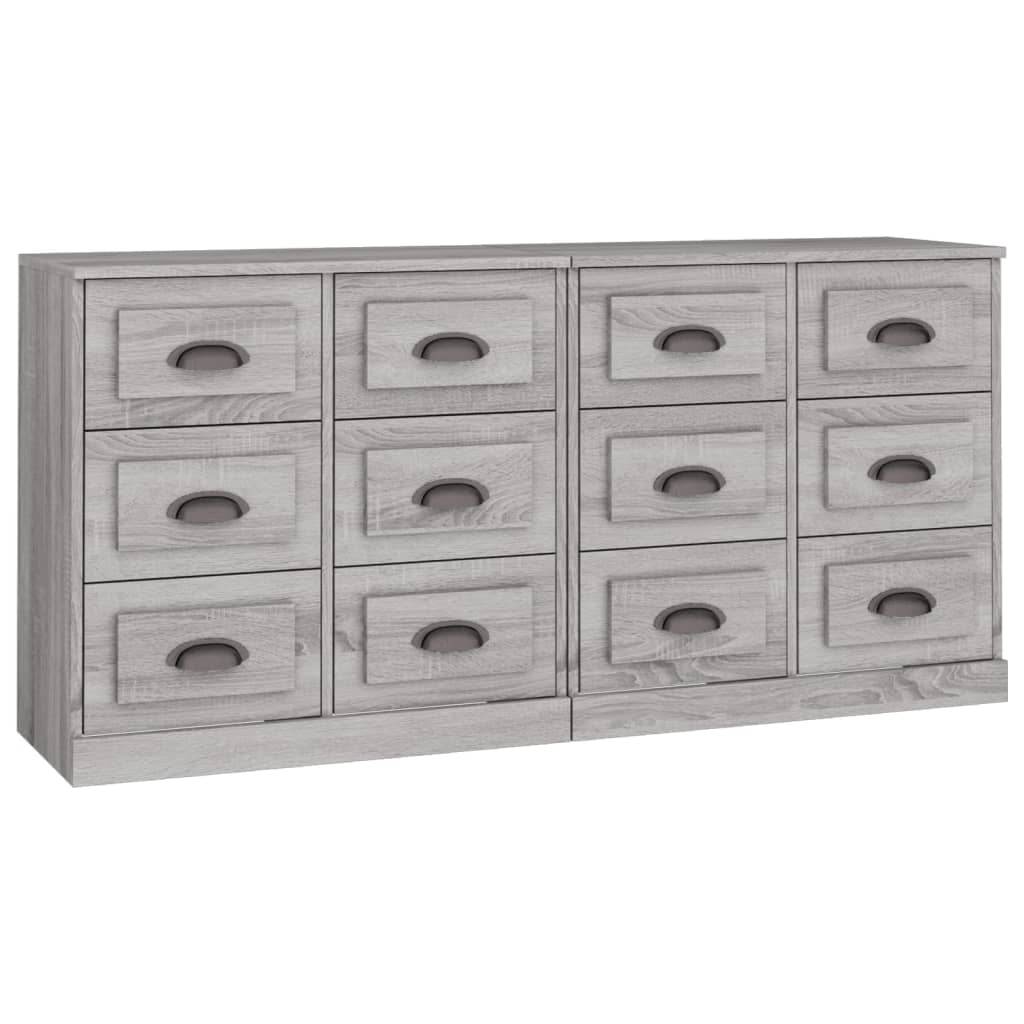 vidaXL Aparadores 2 piezas madera contrachapada gris Sonoma