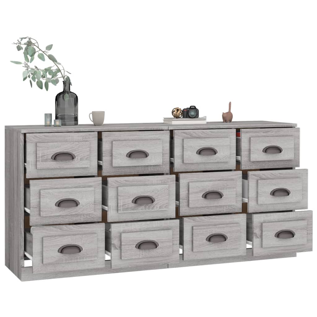 vidaXL Aparadores 2 piezas madera contrachapada gris Sonoma