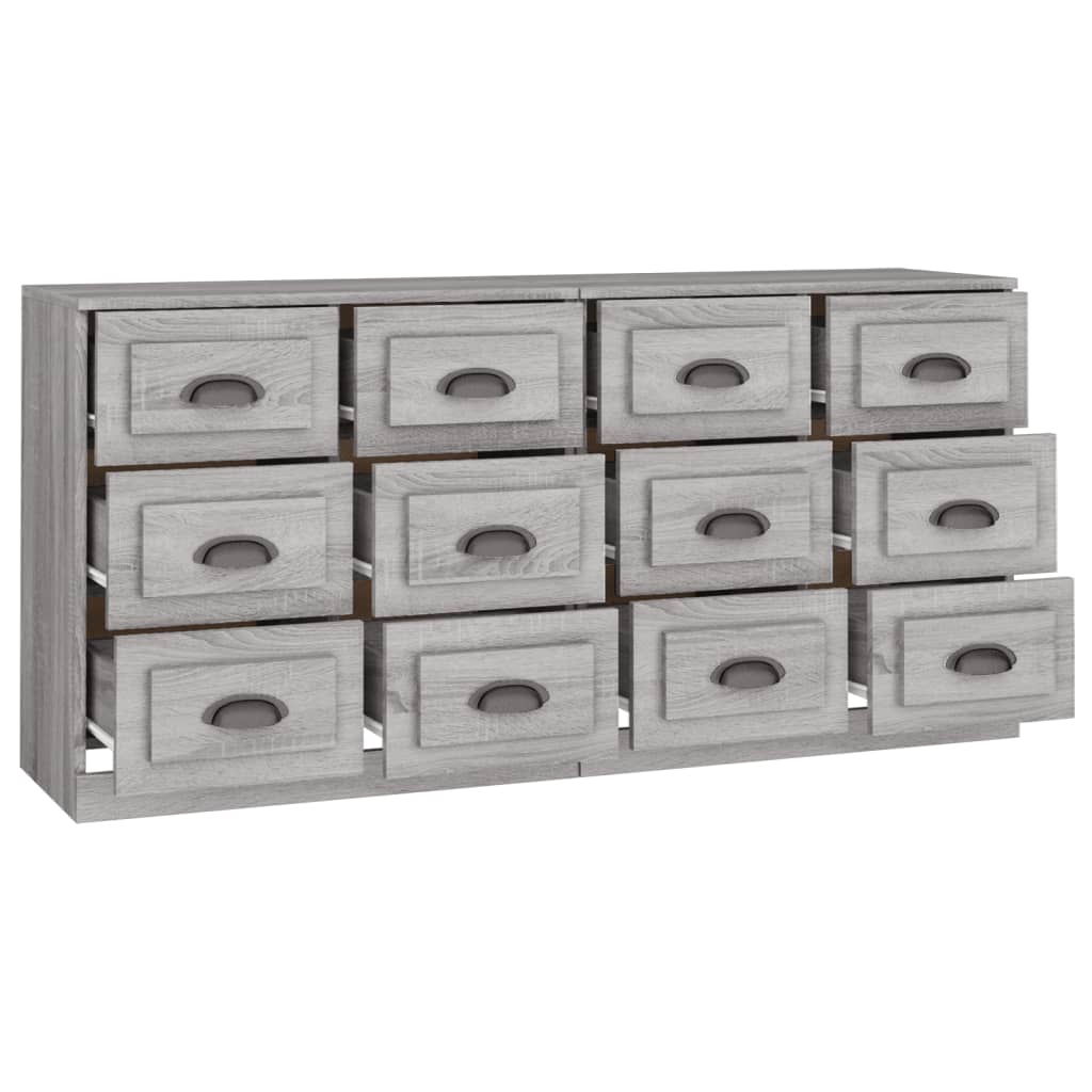 vidaXL Aparadores 2 piezas madera contrachapada gris Sonoma