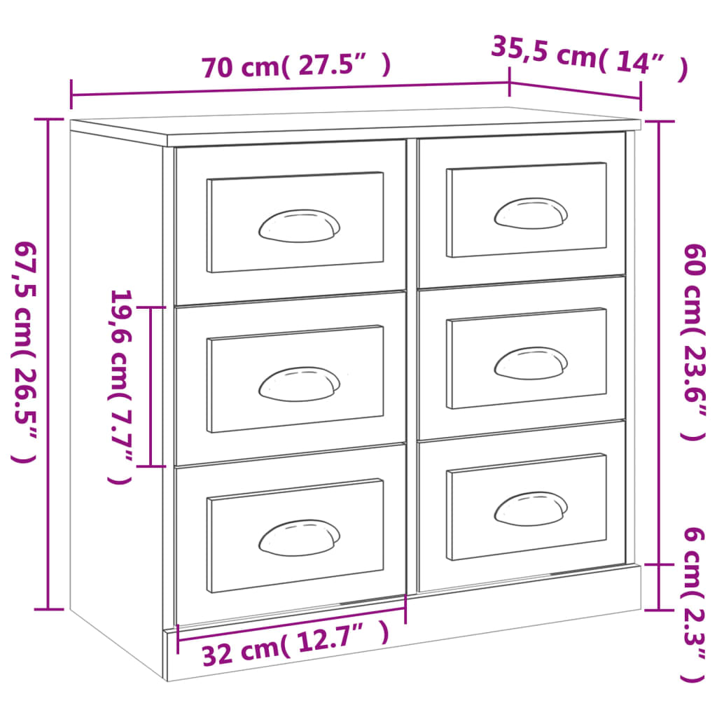 vidaXL Aparadores 2 piezas madera contrachapada gris Sonoma