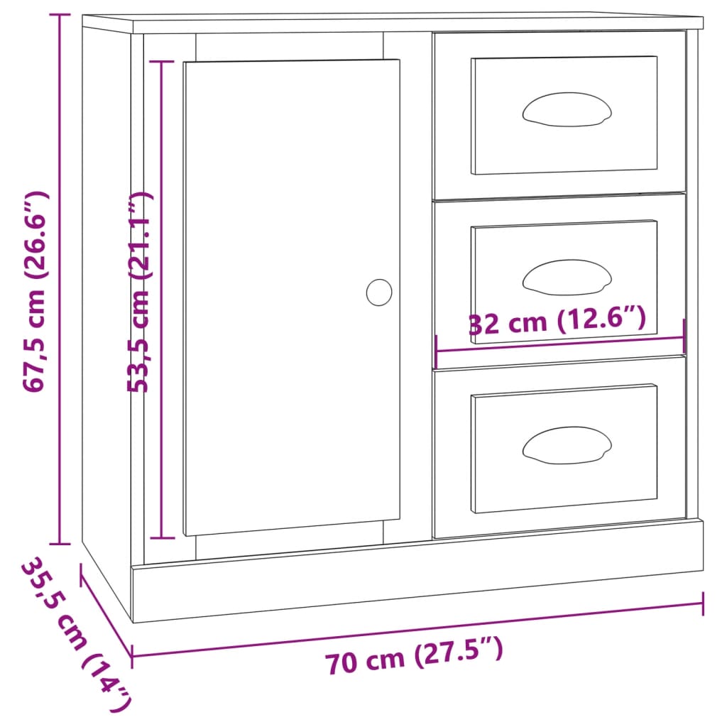 vidaXL Aparadores 3 piezas madera contrachapada blanco