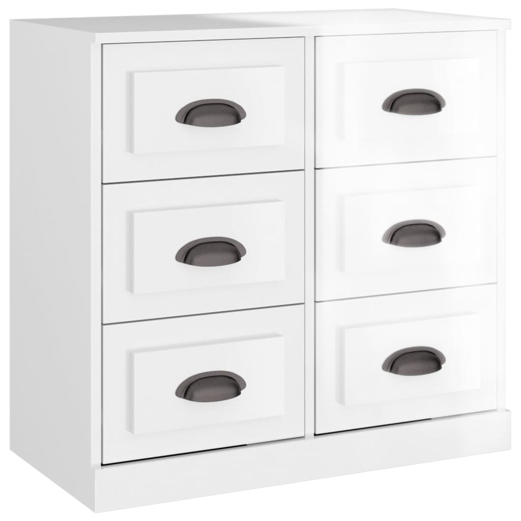 vidaXL Aparadores 3 uds madera contrachapada blanco brillo