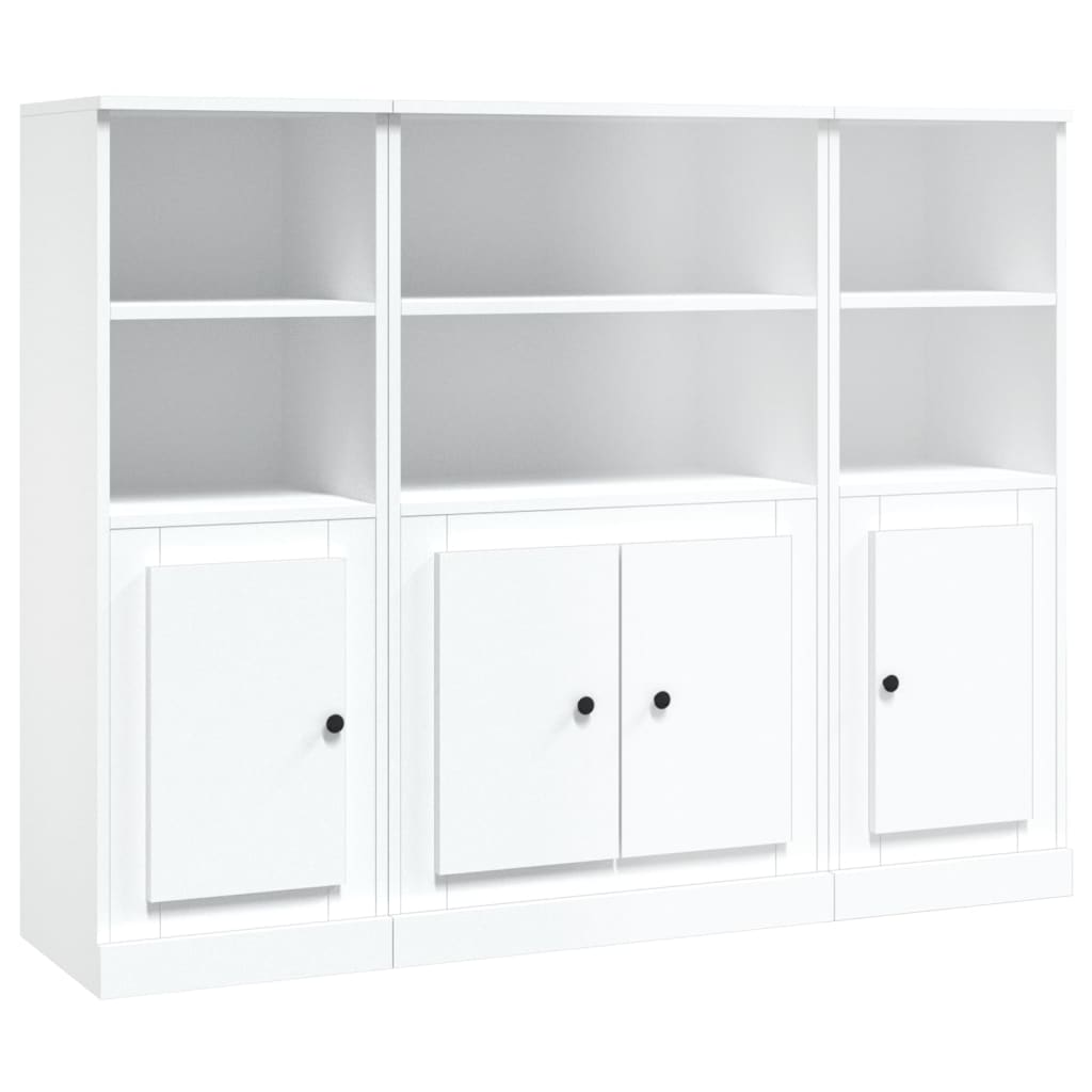 vidaXL Aparadores altos 3 piezas madera contrachapada blanco