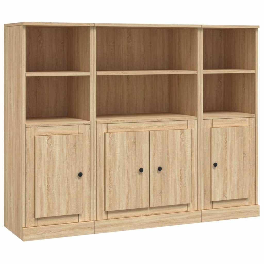 vidaXL Aparador alto 3 piezas madera contrachapada roble Sonoma