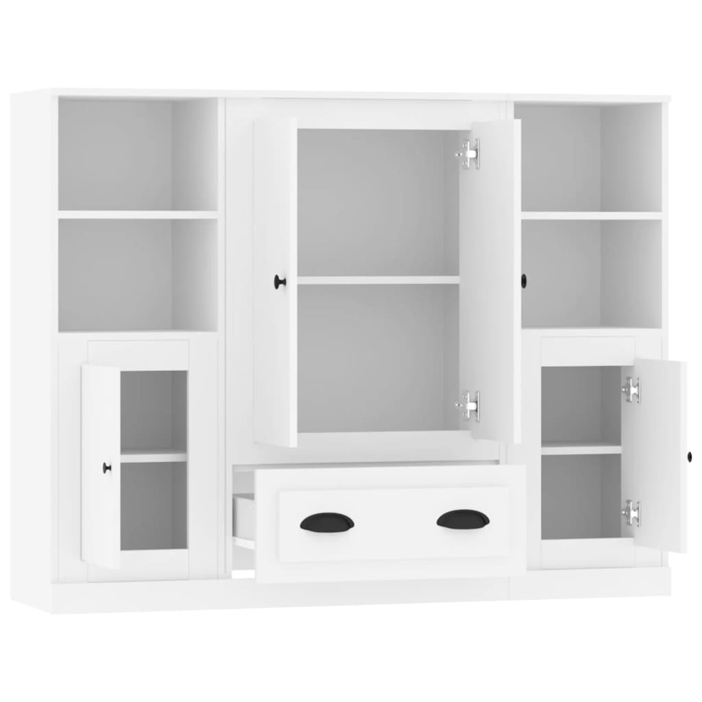 vidaXL Aparadores altos 3 piezas madera contrachapada blanco