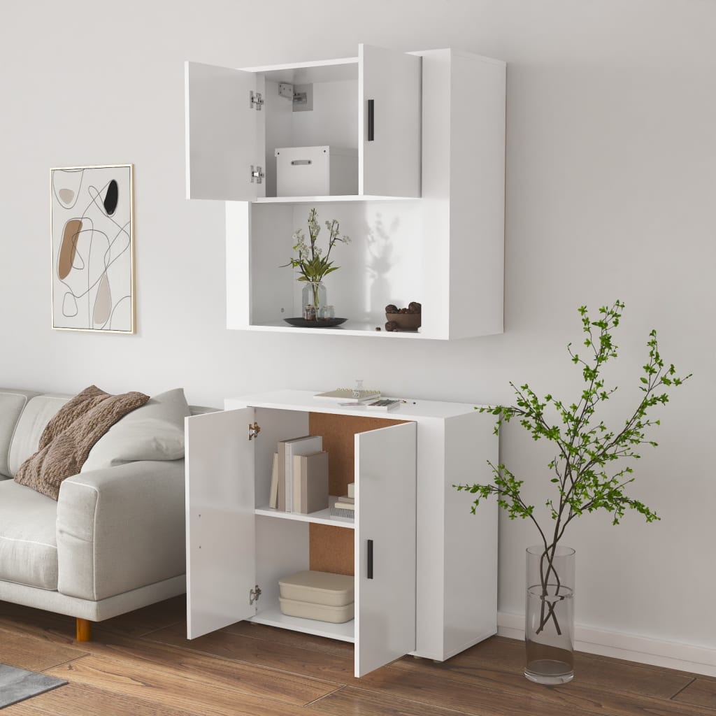 vidaXL Aparador alto madera contrachapada blanco