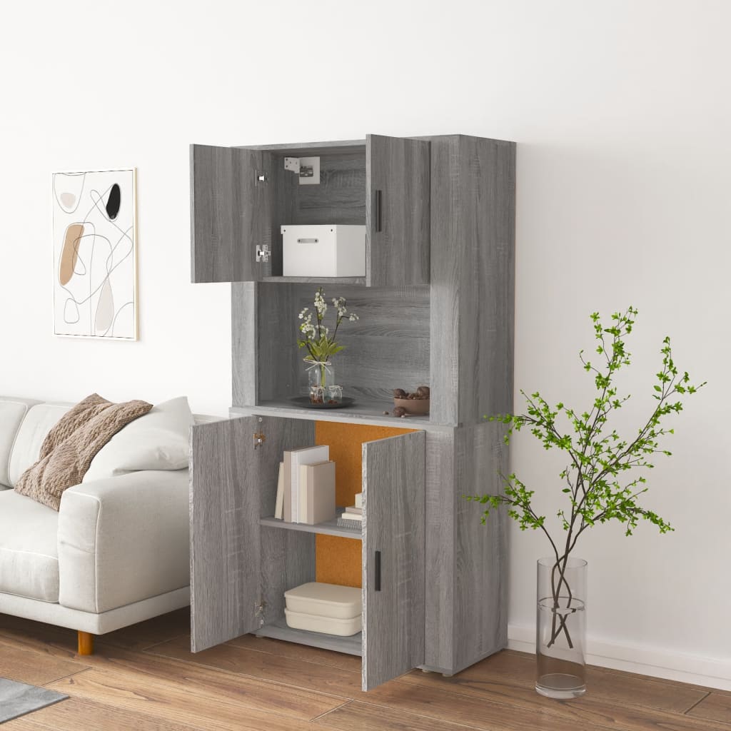 vidaXL Aparador alto de madera contrachapada gris Sonoma