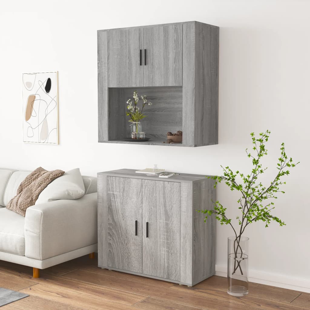 vidaXL Aparador alto de madera contrachapada gris Sonoma