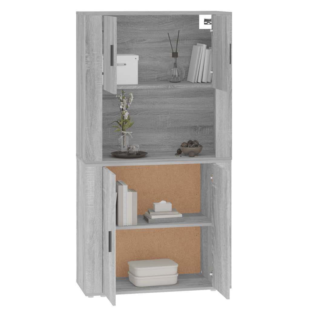 vidaXL Aparador alto de madera contrachapada gris Sonoma