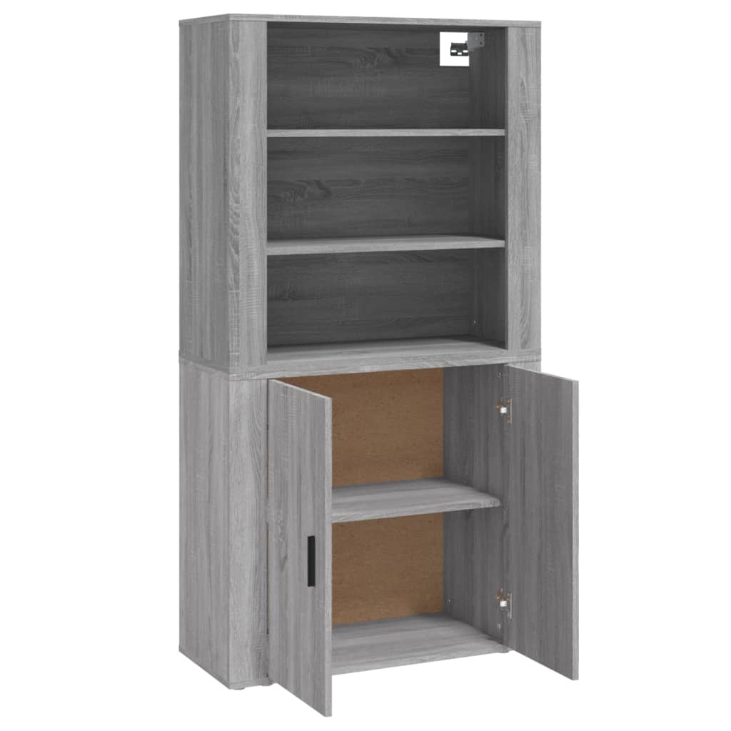 vidaXL Aparador alto de madera contrachapada gris Sonoma