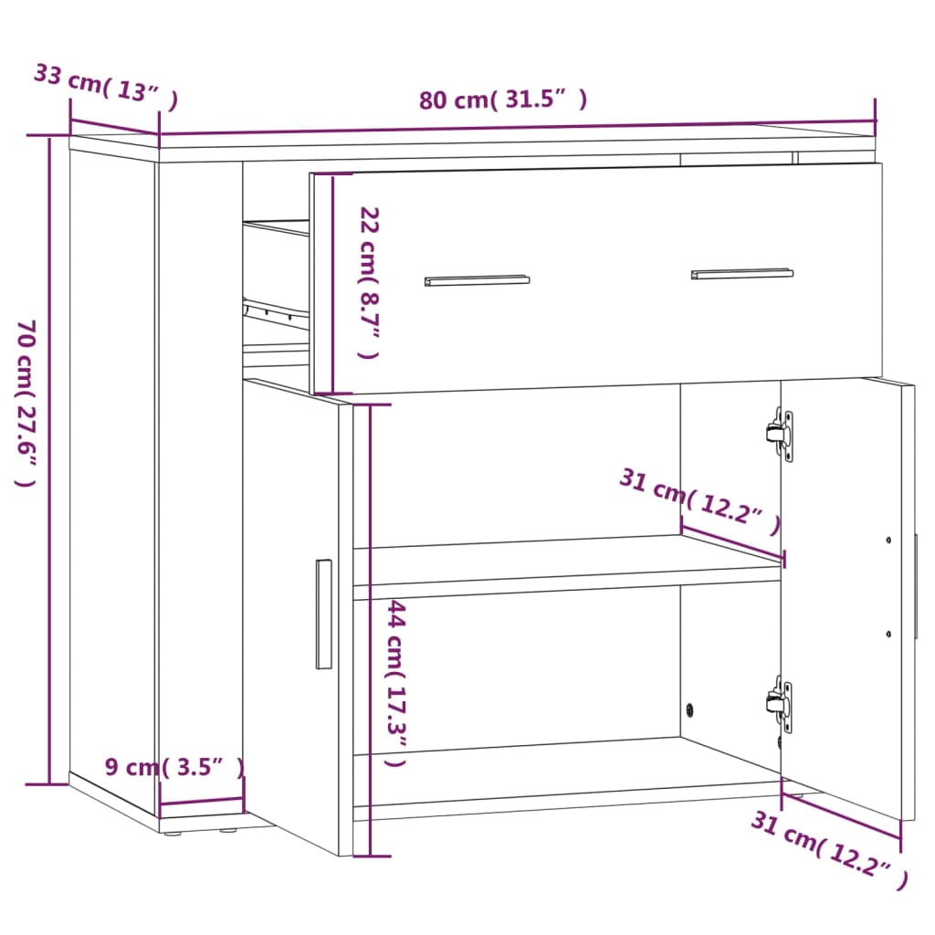 vidaXL Aparador alto madera contrachapada blanco