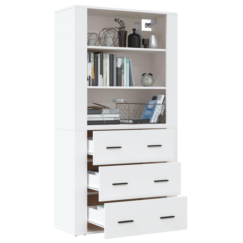 vidaXL Aparador alto madera contrachapada blanco