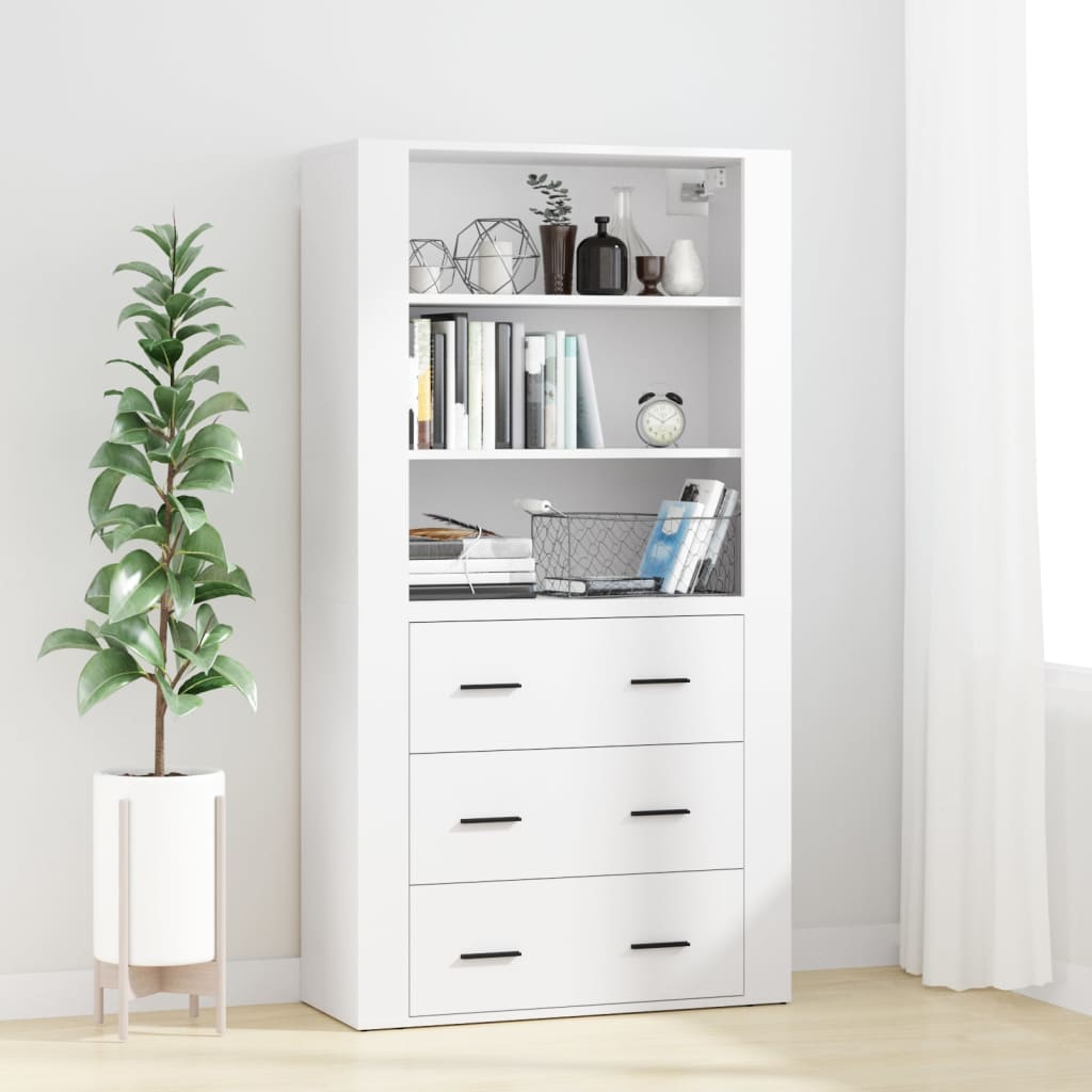 vidaXL Aparador alto madera contrachapada blanco