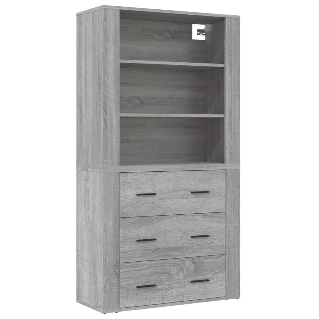 vidaXL Aparador alto de madera contrachapada gris Sonoma