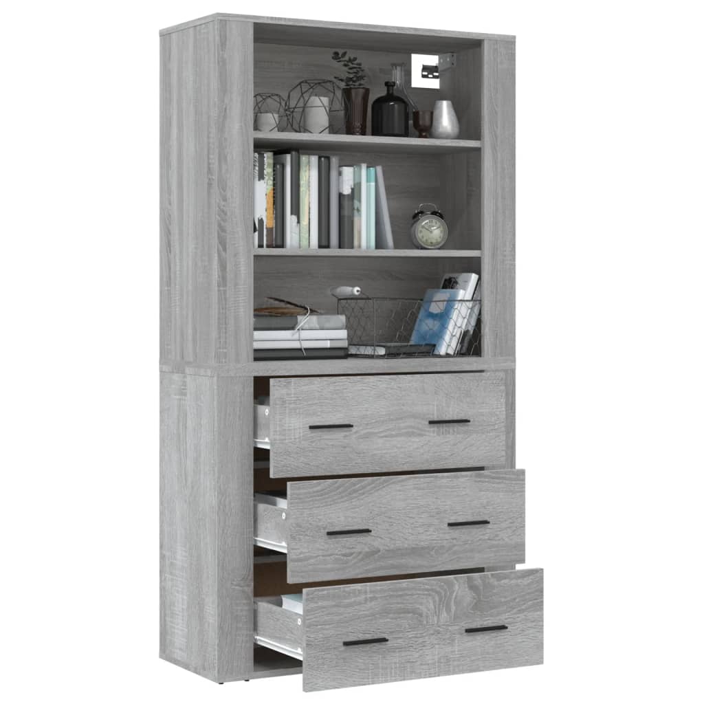 vidaXL Aparador alto de madera contrachapada gris Sonoma