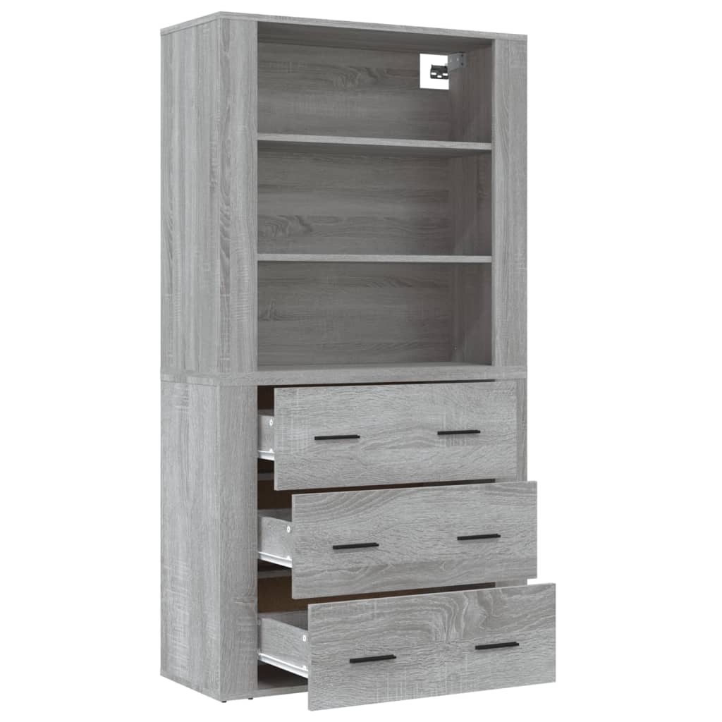 vidaXL Aparador alto de madera contrachapada gris Sonoma