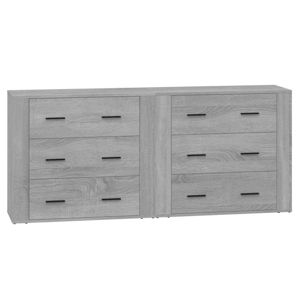 vidaXL Aparadores 2 piezas madera contrachapada gris Sonoma