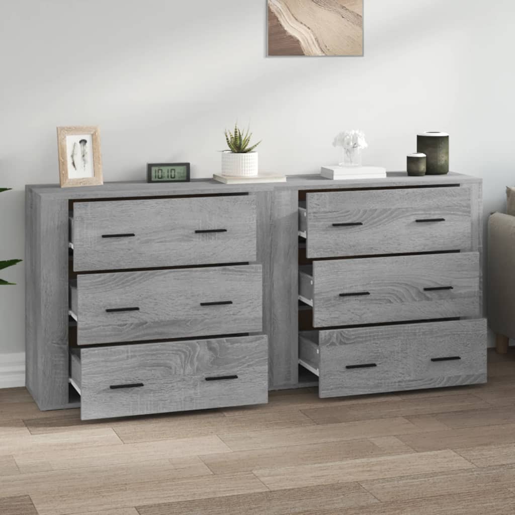 vidaXL Aparadores 2 piezas madera contrachapada gris Sonoma