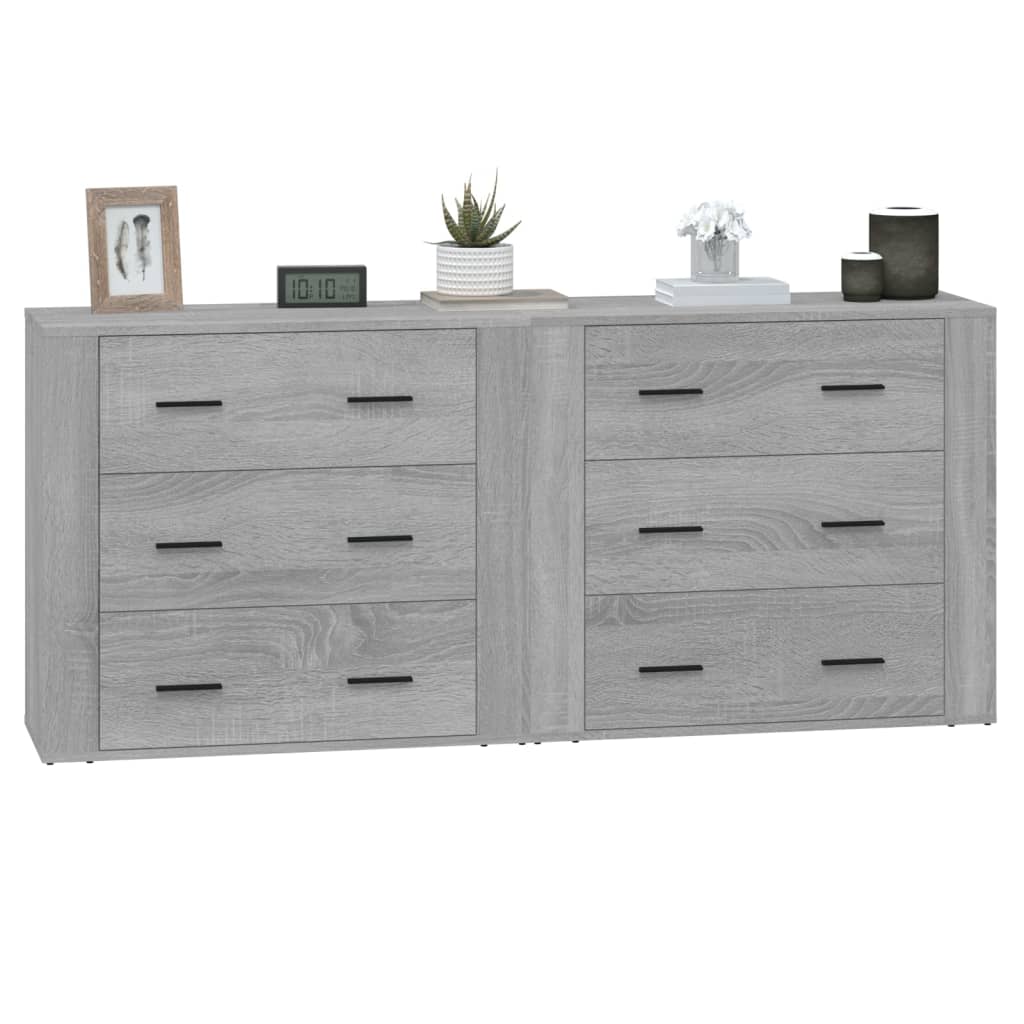 vidaXL Aparadores 2 piezas madera contrachapada gris Sonoma