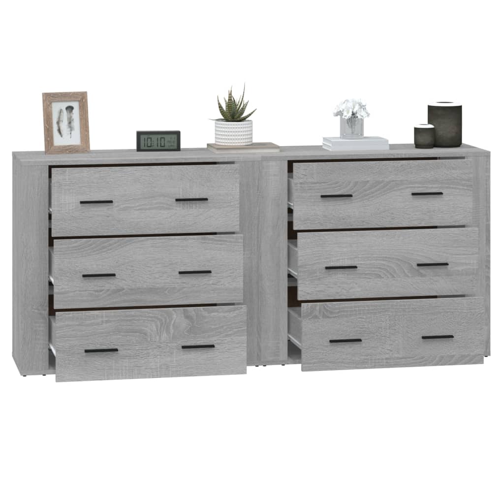 vidaXL Aparadores 2 piezas madera contrachapada gris Sonoma