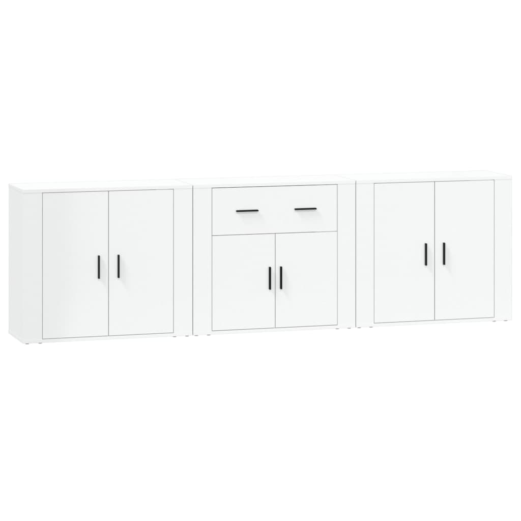 vidaXL Aparadores 3 piezas madera contrachapada blanco