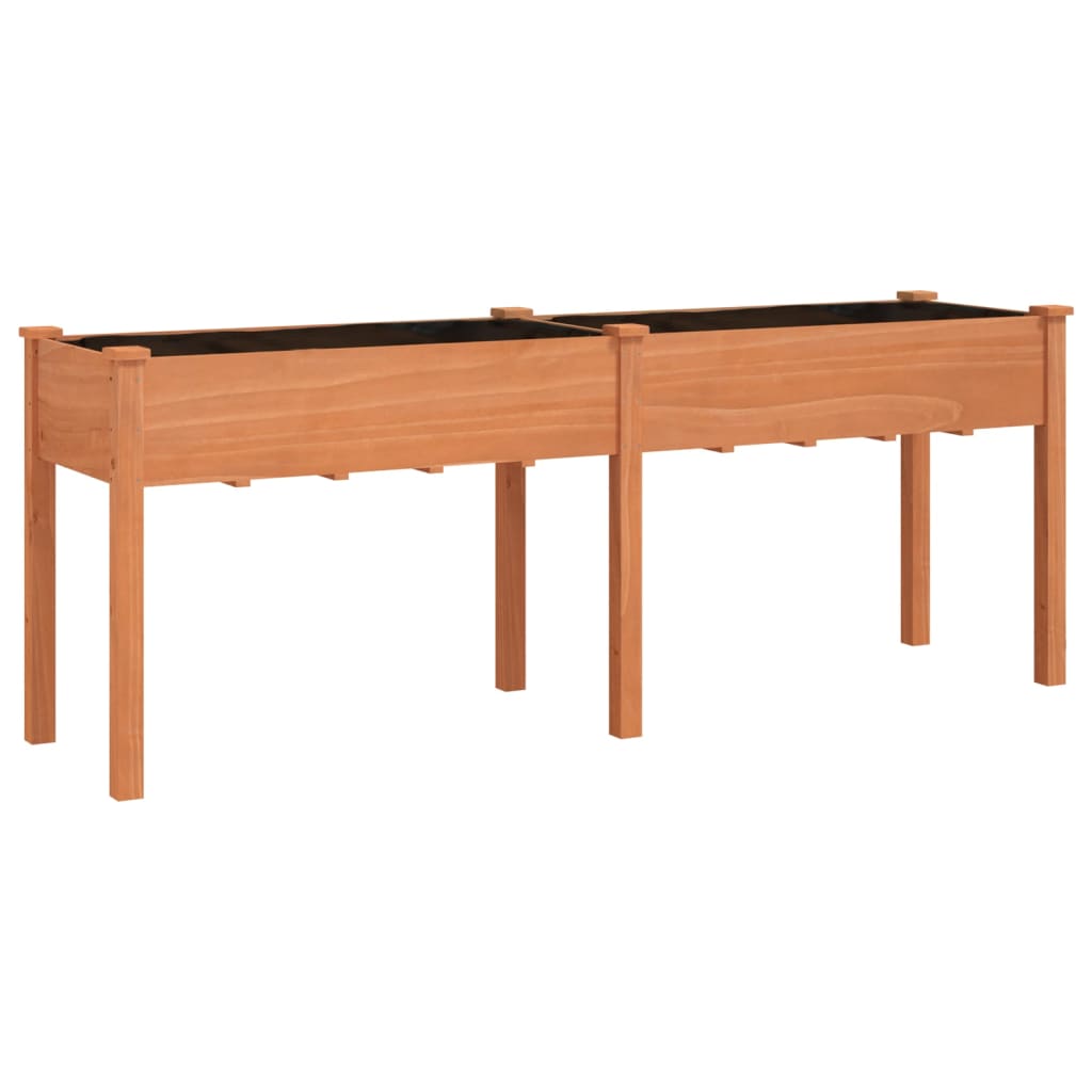 vidaXL Jardinera con forro madera maciza de abeto marrón 203x53x76 cm