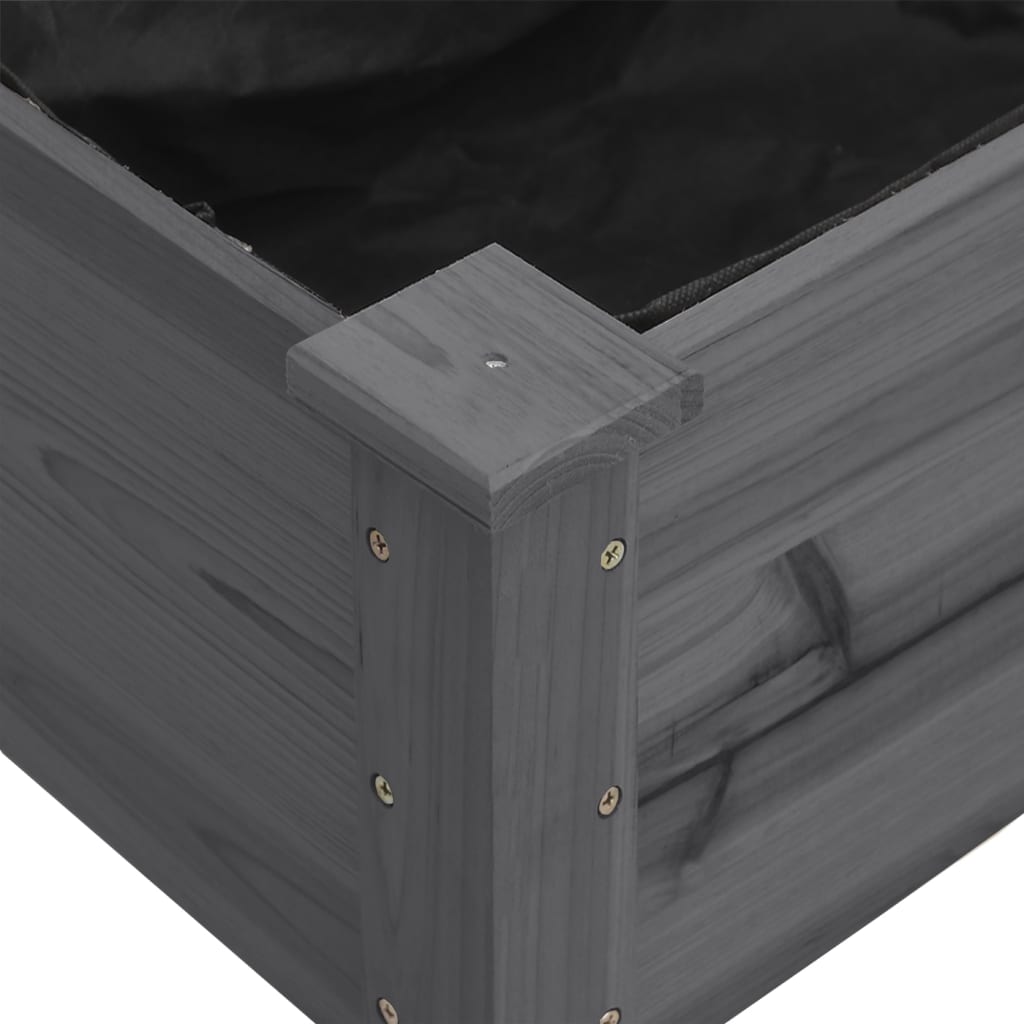 vidaXL Jardinera con forro madera maciza de abeto gris 203x53x76 cm