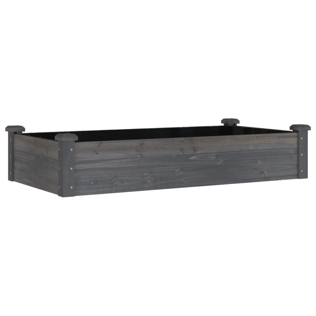 vidaXL Jardinera arriate forro madera maciza abeto gris 120x60x25 cm