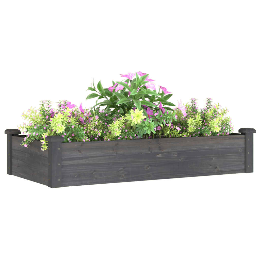 vidaXL Jardinera arriate forro madera maciza abeto gris 120x60x25 cm