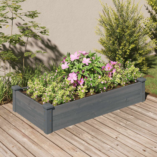 vidaXL Jardinera arriate forro madera maciza abeto gris 120x60x25 cm