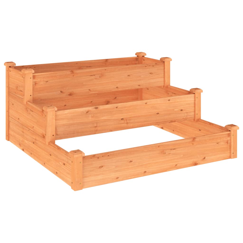 vidaXL Jardinera arriate madera maciza de abeto marrón 120x120x56 cm