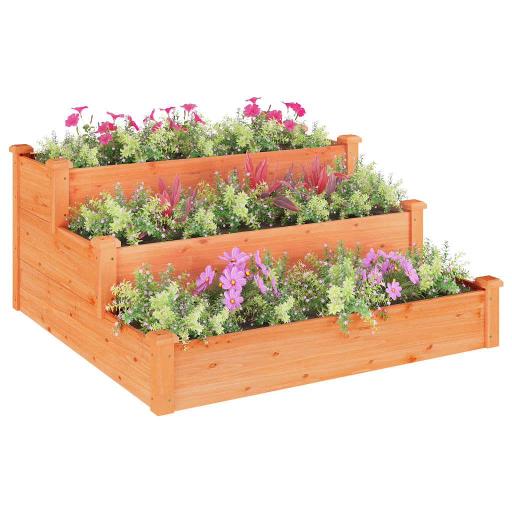 vidaXL Jardinera arriate madera maciza de abeto marrón 120x120x56 cm