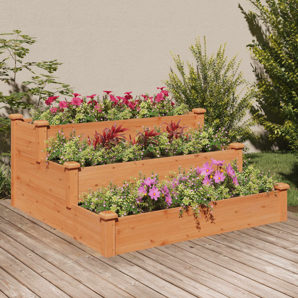 vidaXL Jardinera arriate madera maciza de abeto marrón 120x120x56 cm