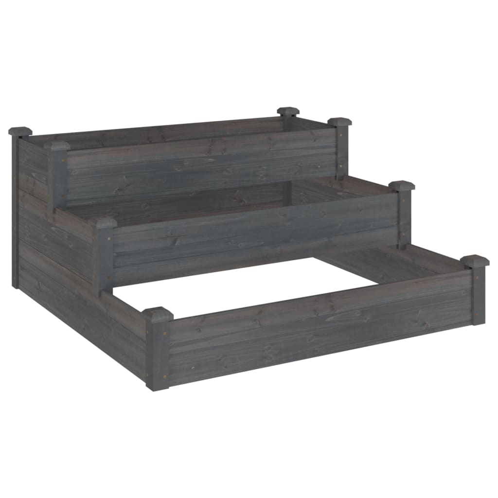 vidaXL Jardinera arriate madera maciza de abeto gris 120x120x56 cm