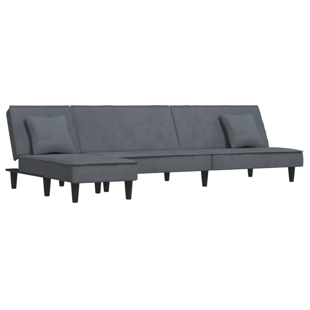 vidaXL Sofá cama en forma de L terciopelo gris oscuro 255x140x70 cm