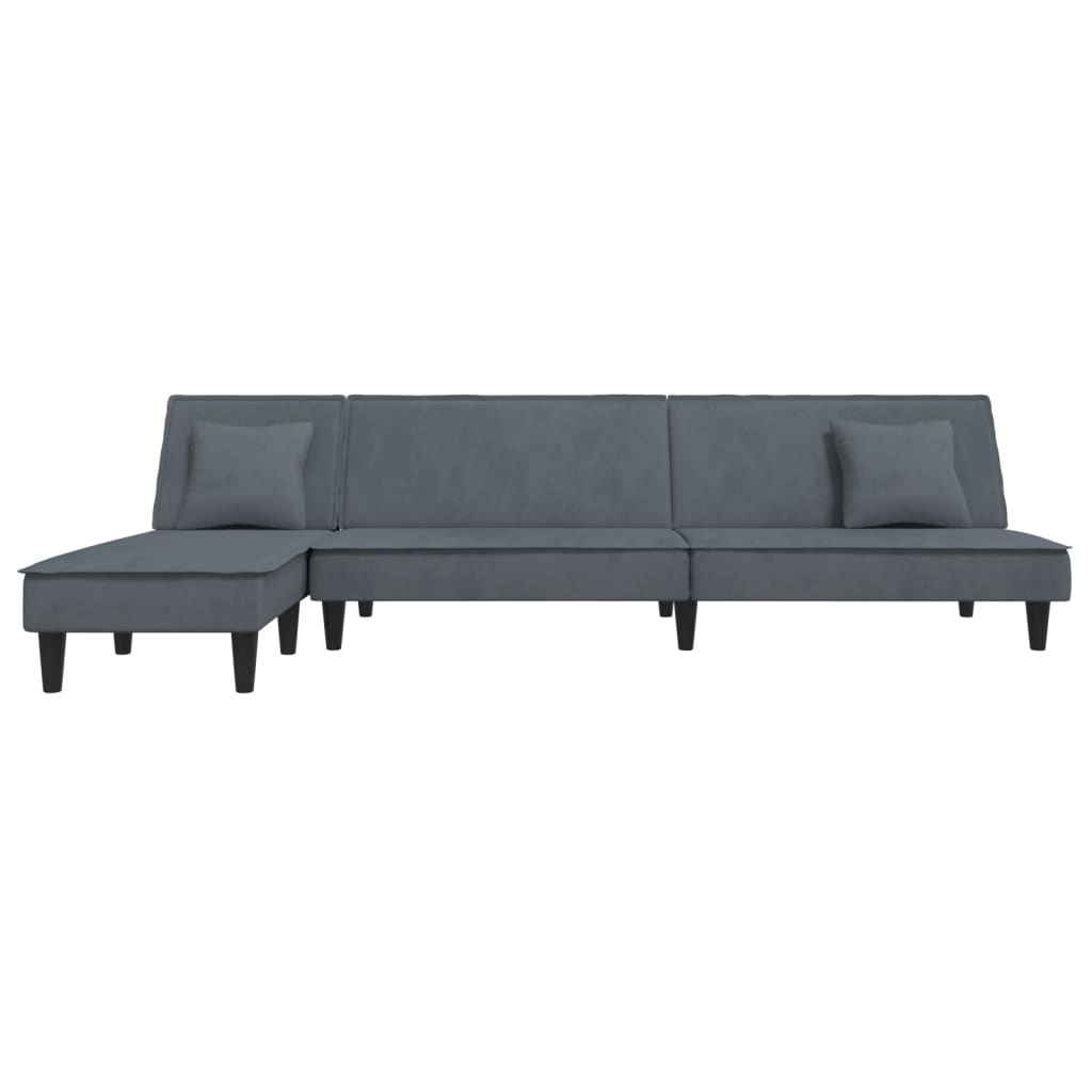 vidaXL Sofá cama en forma de L terciopelo gris oscuro 255x140x70 cm