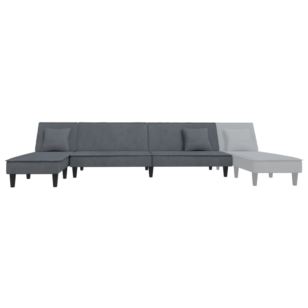 vidaXL Sofá cama en forma de L terciopelo gris oscuro 255x140x70 cm