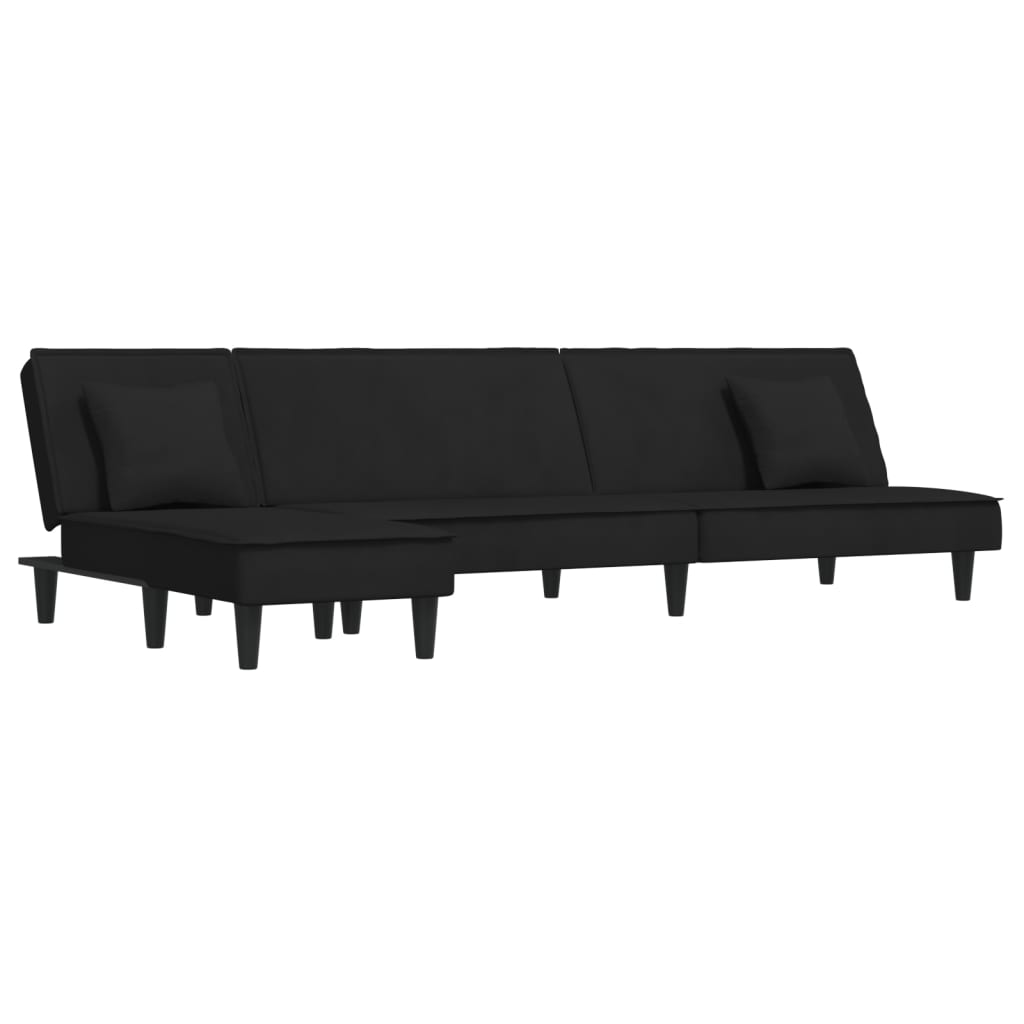 vidaXL Sofá cama en forma de L terciopelo negro 255x140x70 cm