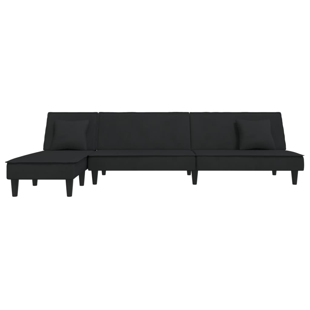 vidaXL Sofá cama en forma de L terciopelo negro 255x140x70 cm