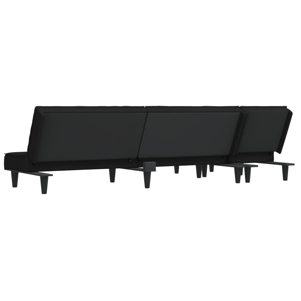 vidaXL Sofá cama en forma de L terciopelo negro 255x140x70 cm